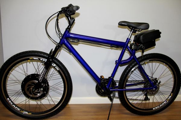 Bicicleta Elétrica Mountain Azul com Freio a Disco - 350 W